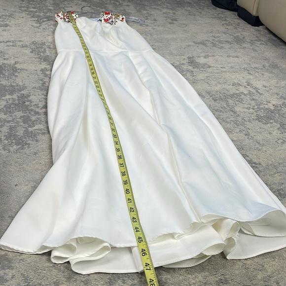 NWT Ieena Mac Duggal Beaded Cap Sleeve A Line Midi Dress White Bridal Sz 2 - Picture 11 of 13